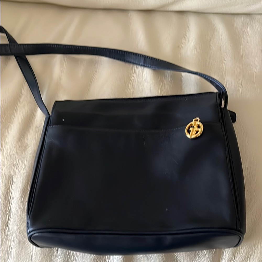 Elegant Blue Leather Shoulder Bag